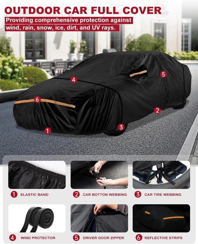 INSAUTO Car Cover for Chevy/Chevrolet Corvette C4 C5 C6 C7 1980-2019 | Heavy Duty Outdoor Full Exterior Cover | Sun, Rain, UV, Dust, and Snow Protection with Door Zipper (Black) - Image 3